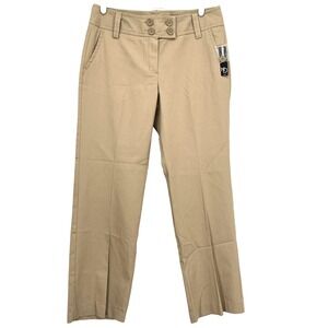 ND Women's Tan Pants Size 10P Safari Four Buttons Waist Stretch Straight Leg NWT
